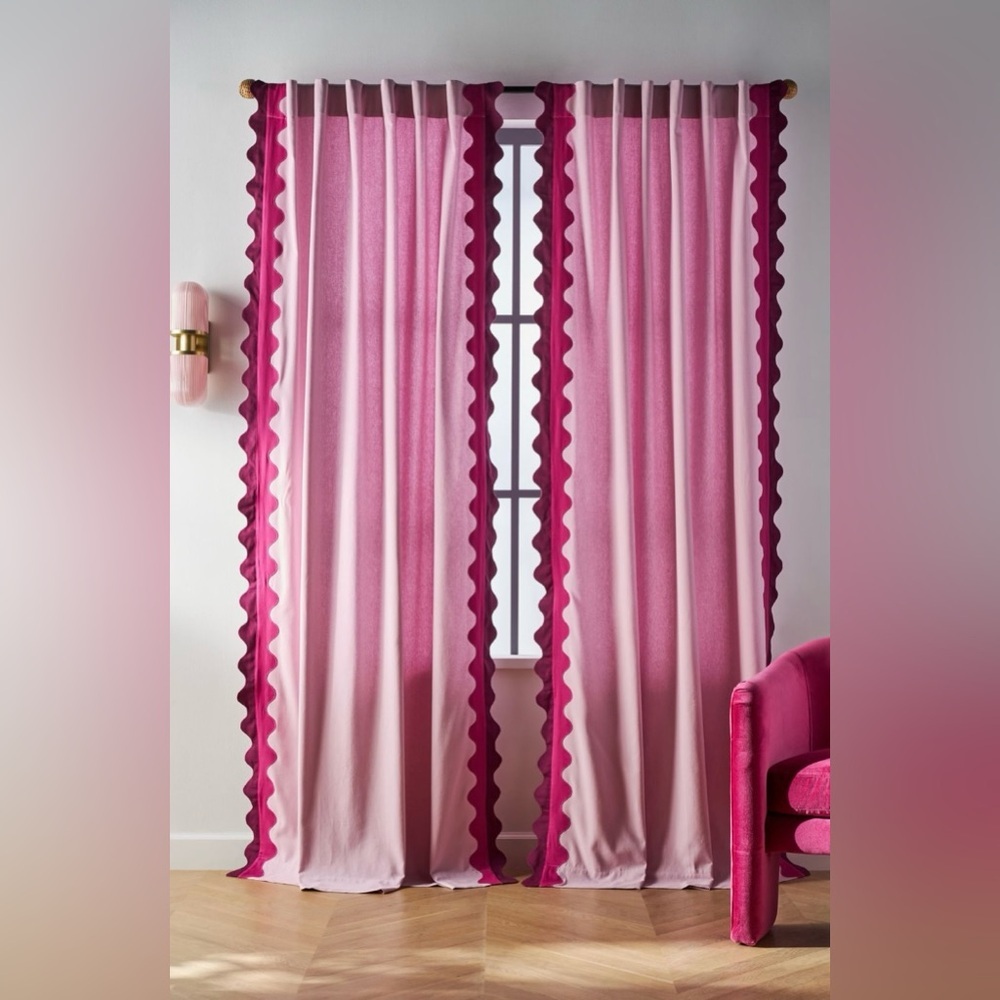 Anthropologie Scalloped Cotton Curtain 50 x 108 NWT